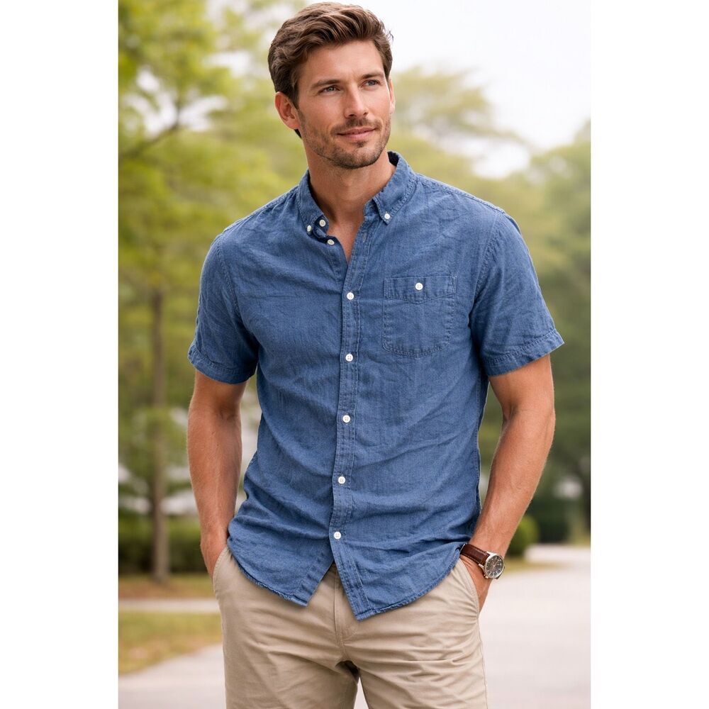 ✨NN07 New Derek Fit Short Sleeve Denim Sz Large Shirt✨
